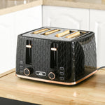 Toaster With 4 Slot, 7 Browning Levels, 1600w  Honeycomb | One Size | Black