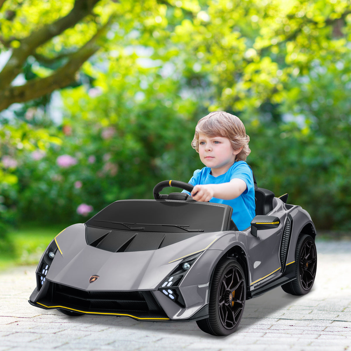 12v Lamborghini Autentica Licensed Kids Electric Car W/ Remote Control | Grey