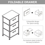 3-tier Storage Dresser Tower Adjustable Feet Steel Frame