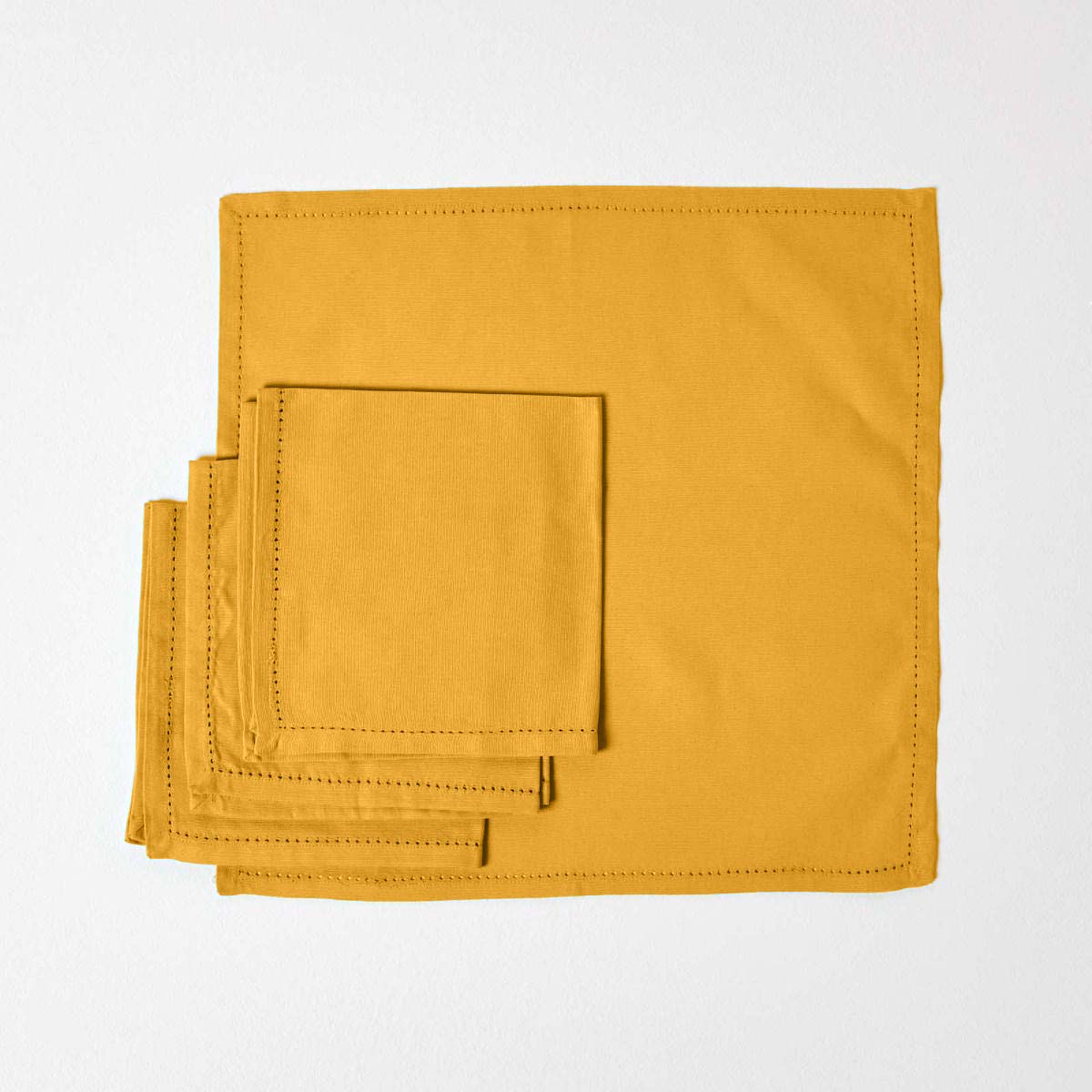 Plain Cotton Fabric 4 Napkins Set | 45cm x 45cm | Mustard