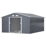 Garden Shed Storage Unit With Locking Door Floor Foundation | Large | Charcoal Gray