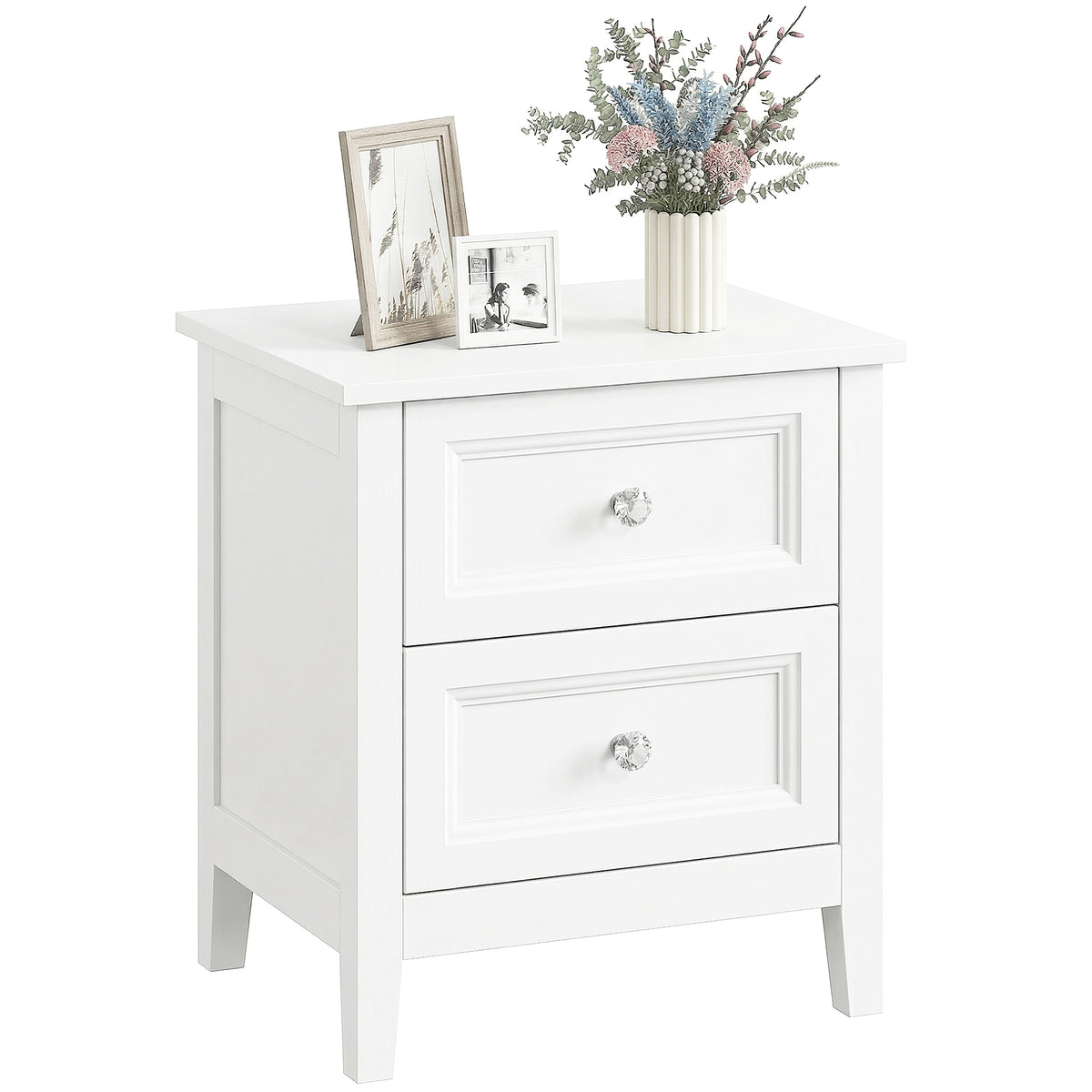 HOMCOM Nightstand With 2 Drawers White