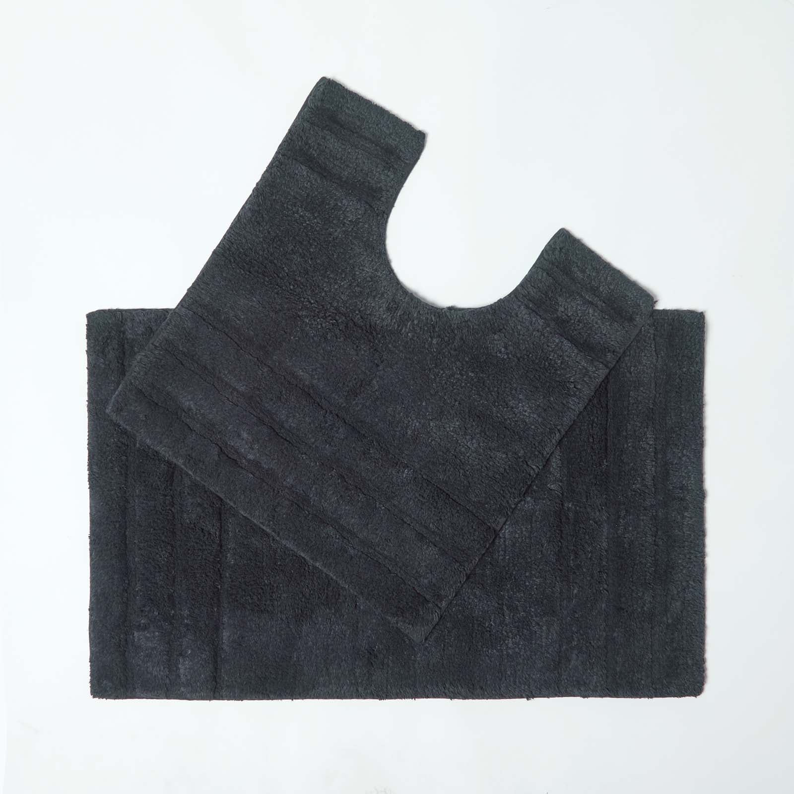 Spa Supreme Luxury Bath Mat | Bath  Pedestal Set | Black