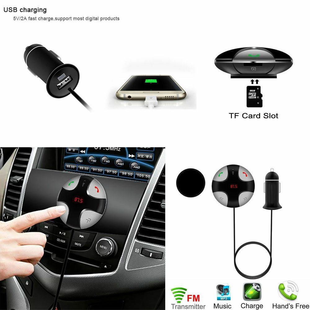 Round Bluetooth Fm Transmitter Mp3 Player & Usb Charger & Hands Free Calling