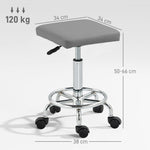 Pu Leather Rolling Stool, Adjustable | Grey