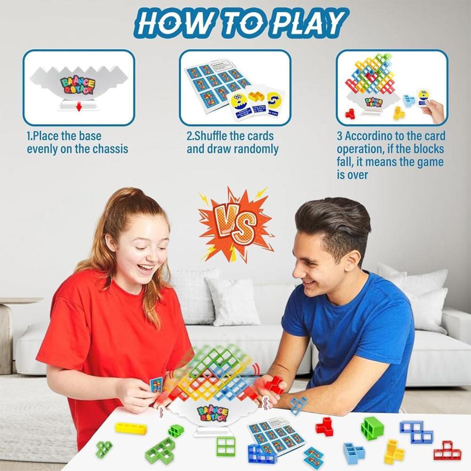 Dyzi Balance Tower Stacking Game 73 Piece Family Tabletop Toy Set