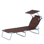 Reclining Sun Lounger Folding Recliner Garden Chair | Set of 1 | Brown