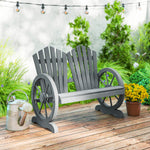 2 Seater Garden Bench W/ Wheel-shaped Armrests Grey