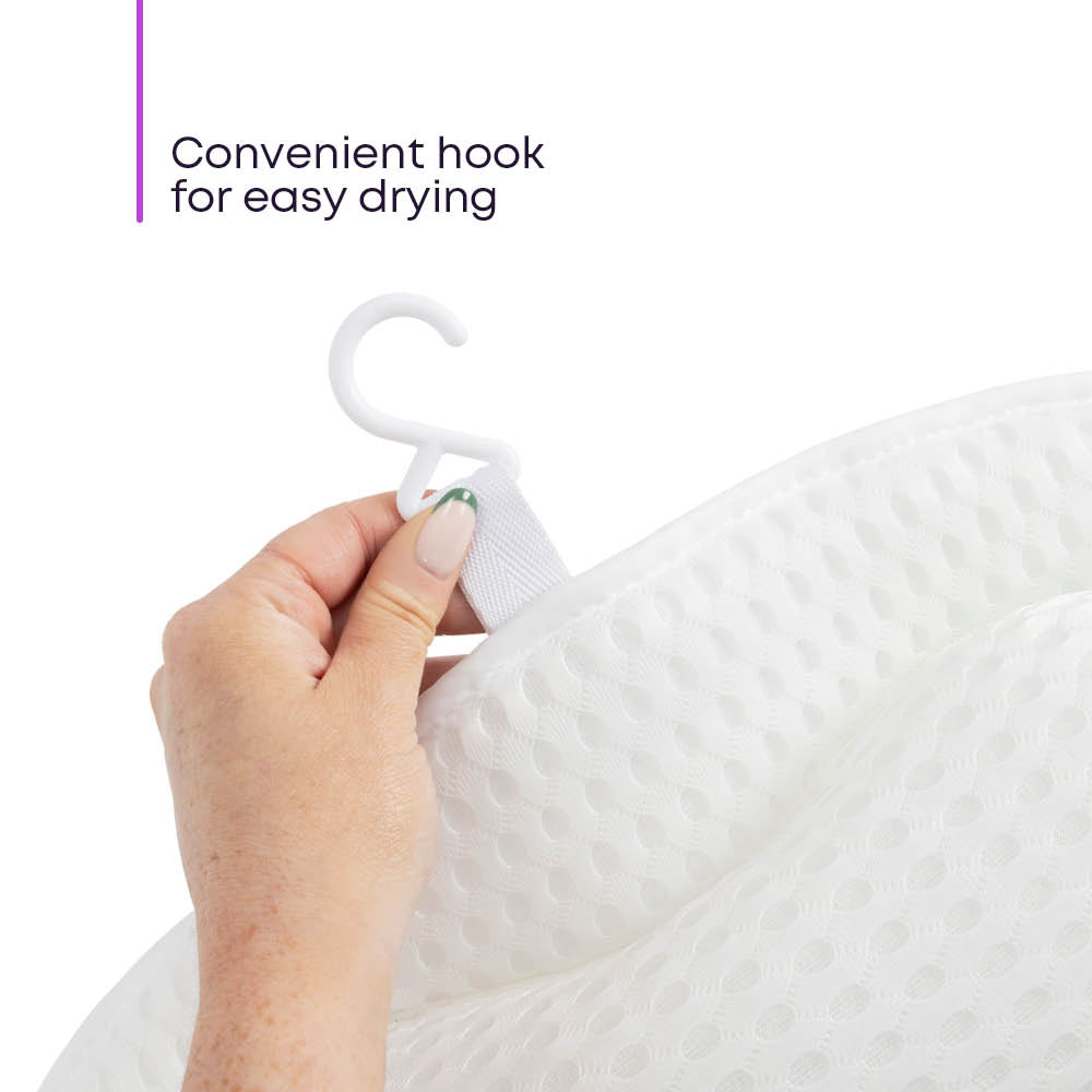 3d Mesh Bath Pillow Head Neck Support With Hanging Hook White