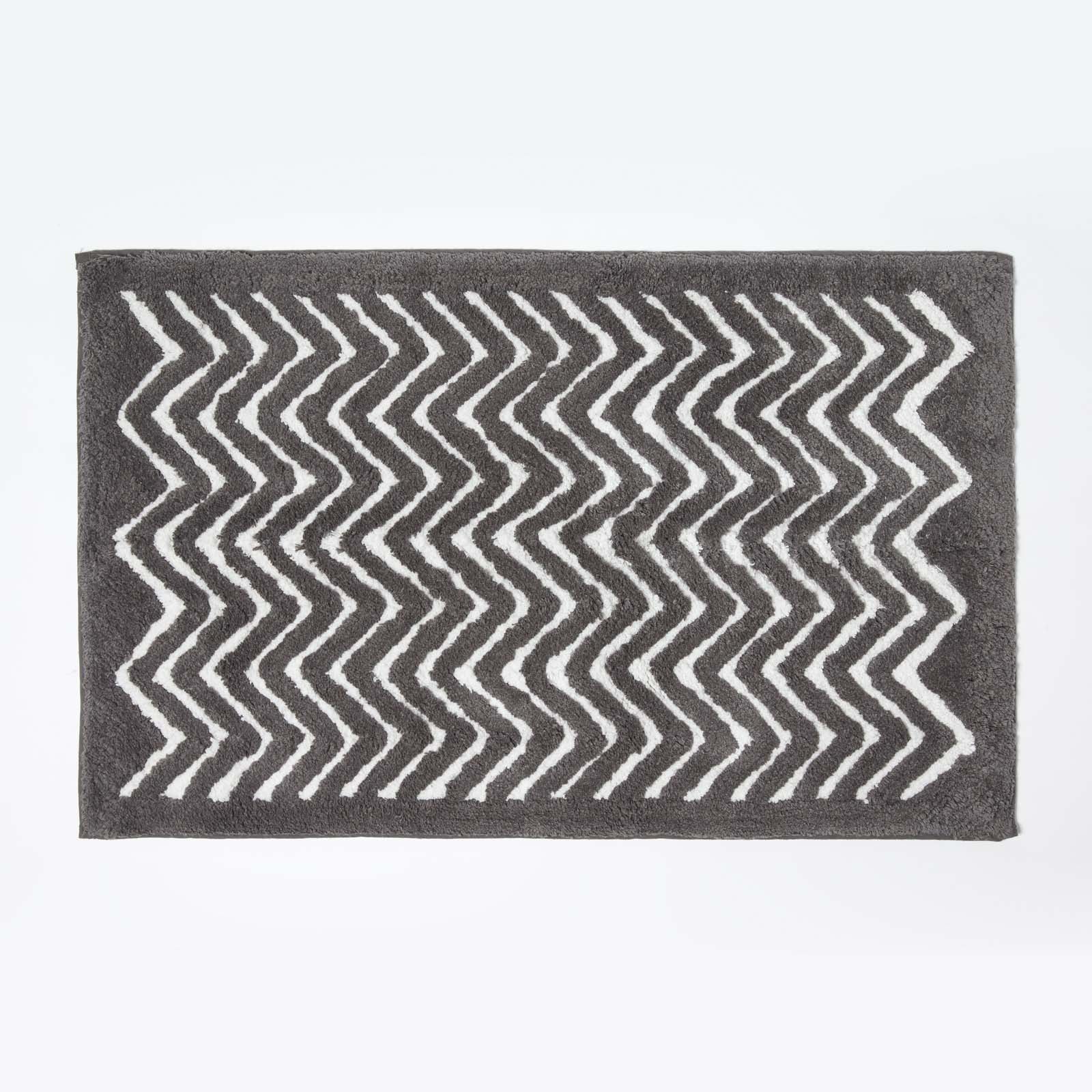 Chevron Pattern Cotton Bathmat | 50 x 80cm | Grey
