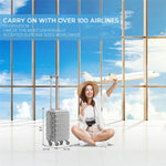 55x35x20cm Cabin Carry On Suitcase Hard Shell Overhead Luggage 100+ Airlines Approved | Cabin | Silver