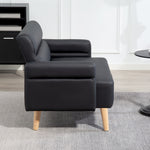 2 Seater Sofa Settee, Modern Faux Leather Couch With Wood Legs