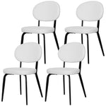 Set Of 4 Sherpa Dining Chairs Boucle Kitchen Chairs | One Size | White
