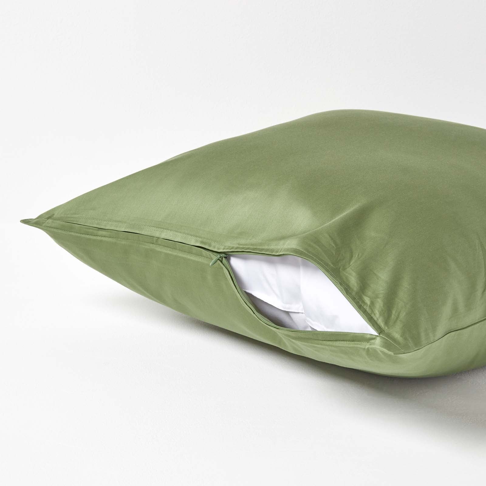 Organic Cotton European Size Pillowcase 400 Tc | 40cm x 40cm | Moss Green