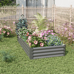 Rectangular Garden Bed – Durable Steel Raised Planter With Safe Edges,180cm W X 90cm D X 30cm H, 2 Support Bars | Grey