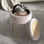 5l Velvet Footstool With Removable Lid For Bedroom | One Size | Pink