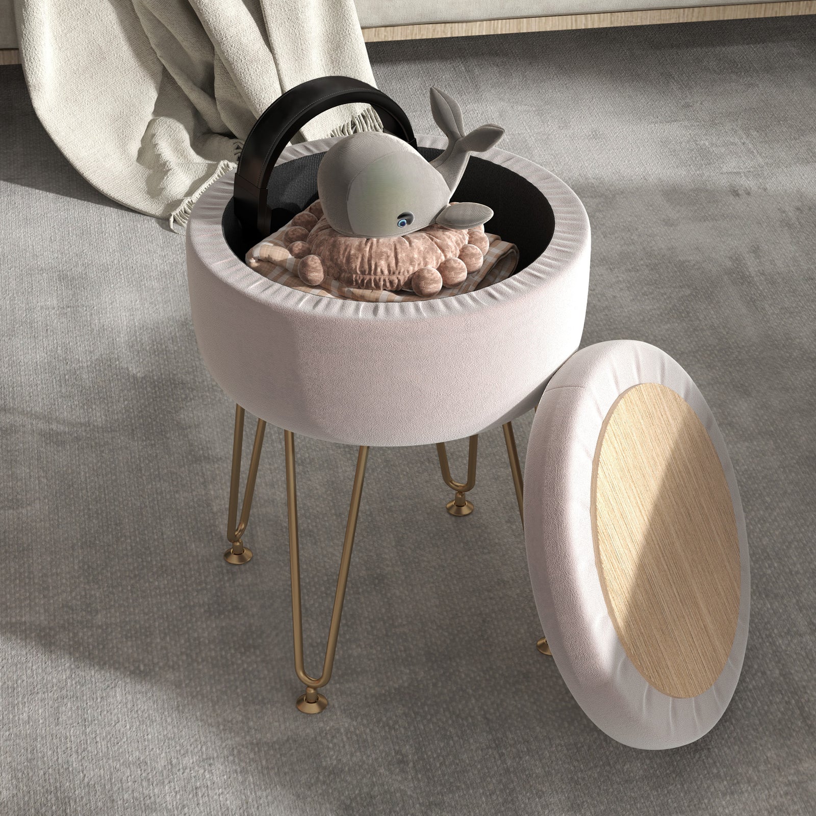 5l Velvet Footstool With Removable Lid For Bedroom | One Size | Pink