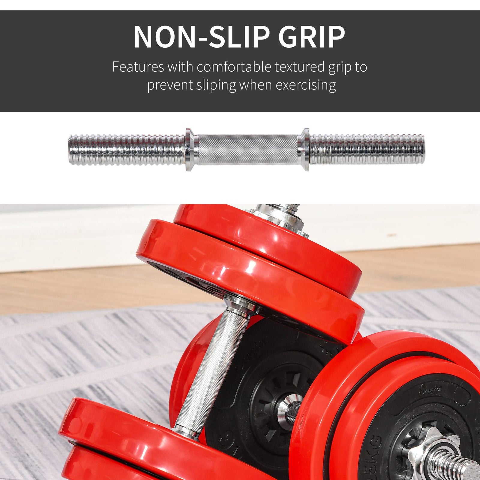 Adjustable 20kgs Barbell & Dumbbell Set | Red