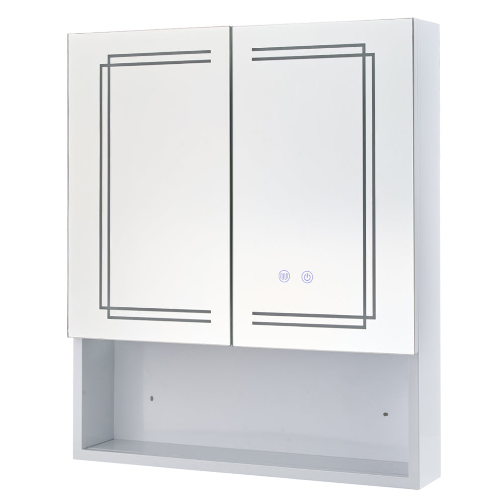 Led Bathroom Mirror Cabinet With Double-sided Mirror, Storage, Anti-fog, Touch Control, Adjustable Color Temperature
