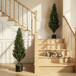 HOMCOM Set Of 2 Decorative Artificial Plants Cypress In Weighted Pot