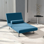 Single Sofa Bed Folding Chair Bed Metal Frame Padding Pillow | Blue