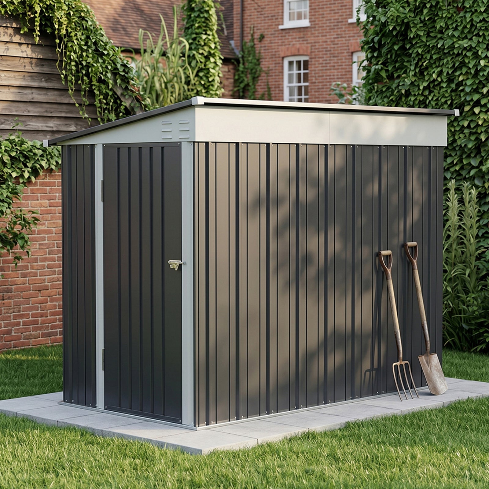 Breeins 4x8 Ft Pent Roof Garden Tool Shed Outdoor Patio Storage House