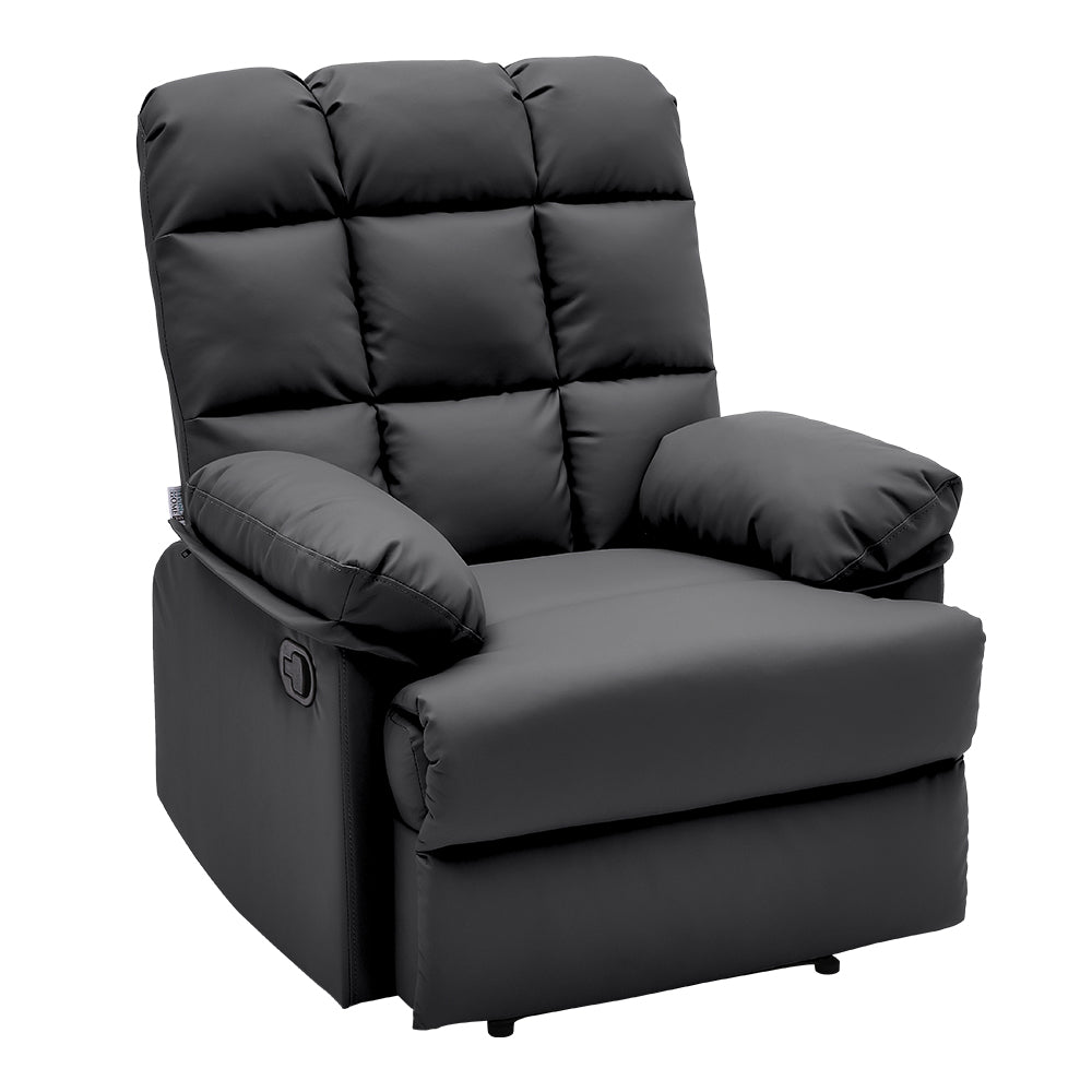 Faux Leather Recliner Armchair Modern Upholstered Lounge Chair With Adjustable Backrest & Footrest | Black