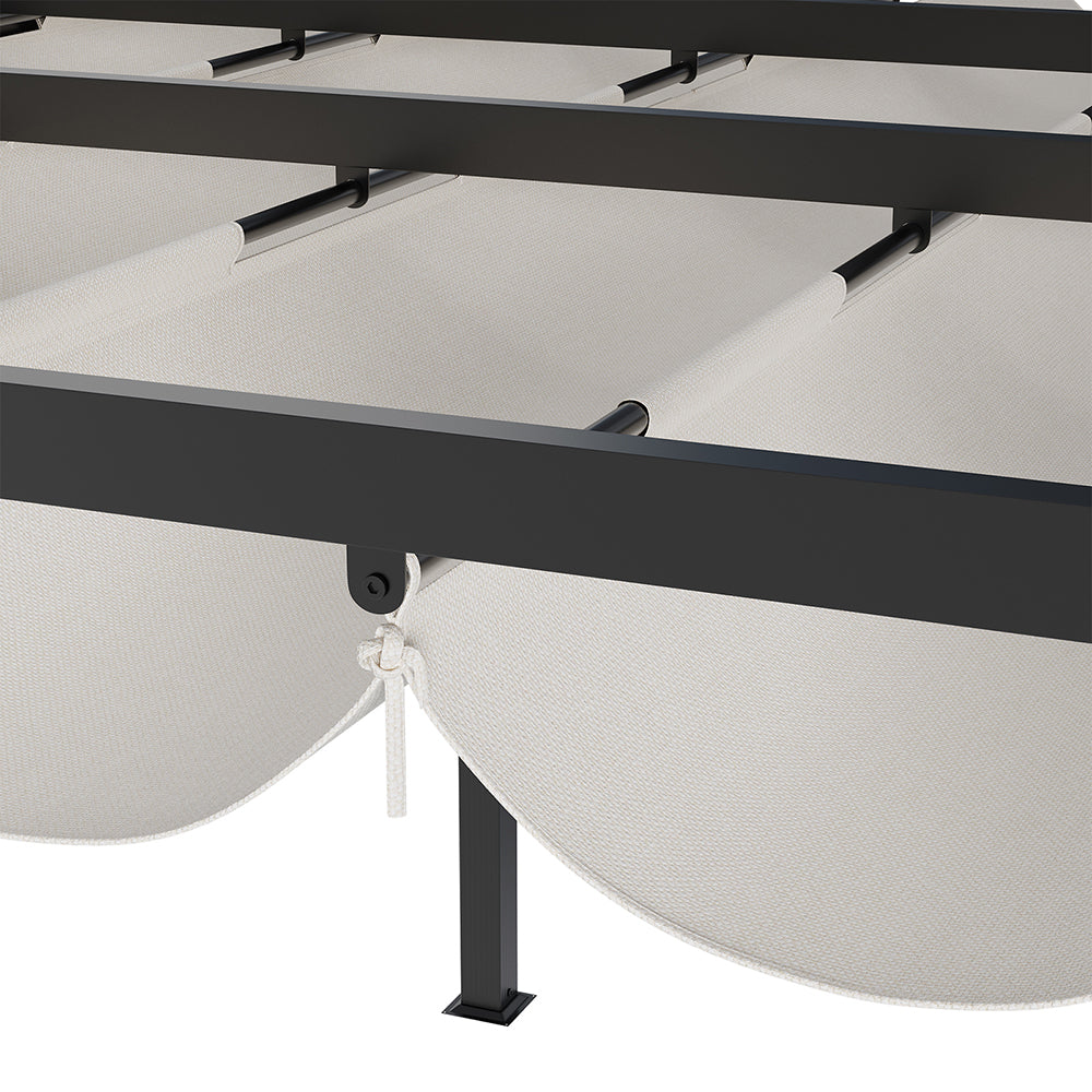 3m X 4m Aluminium Outdoor Retractable Pergola,with Pu-coated Polyester，flat Roof Sunshade Canopy For Patio Or Garden