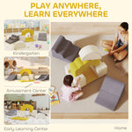 Kids Soft Play Set, 7 Piece Foam Climbing Blocks | Yellow