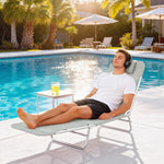 Sun Lounger Foldable Reclining Chair With Headrest | Light Grey