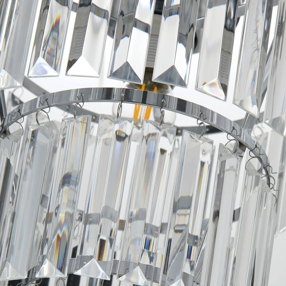 Modern 3-circle Crystal Chandelier Chrome Flush Mount Ceiling Light Droplet Crystal Shade Led Fixture
