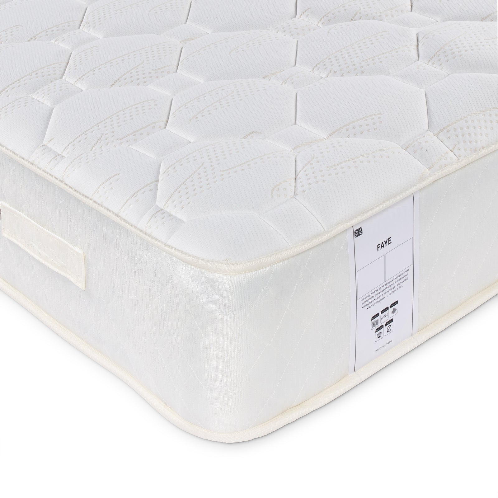 Faye 1000 Pocket Sprung Quilted Mattress | Single | White