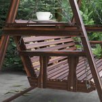 3 Seater Wooden Garden Swing Chair With Side Tables