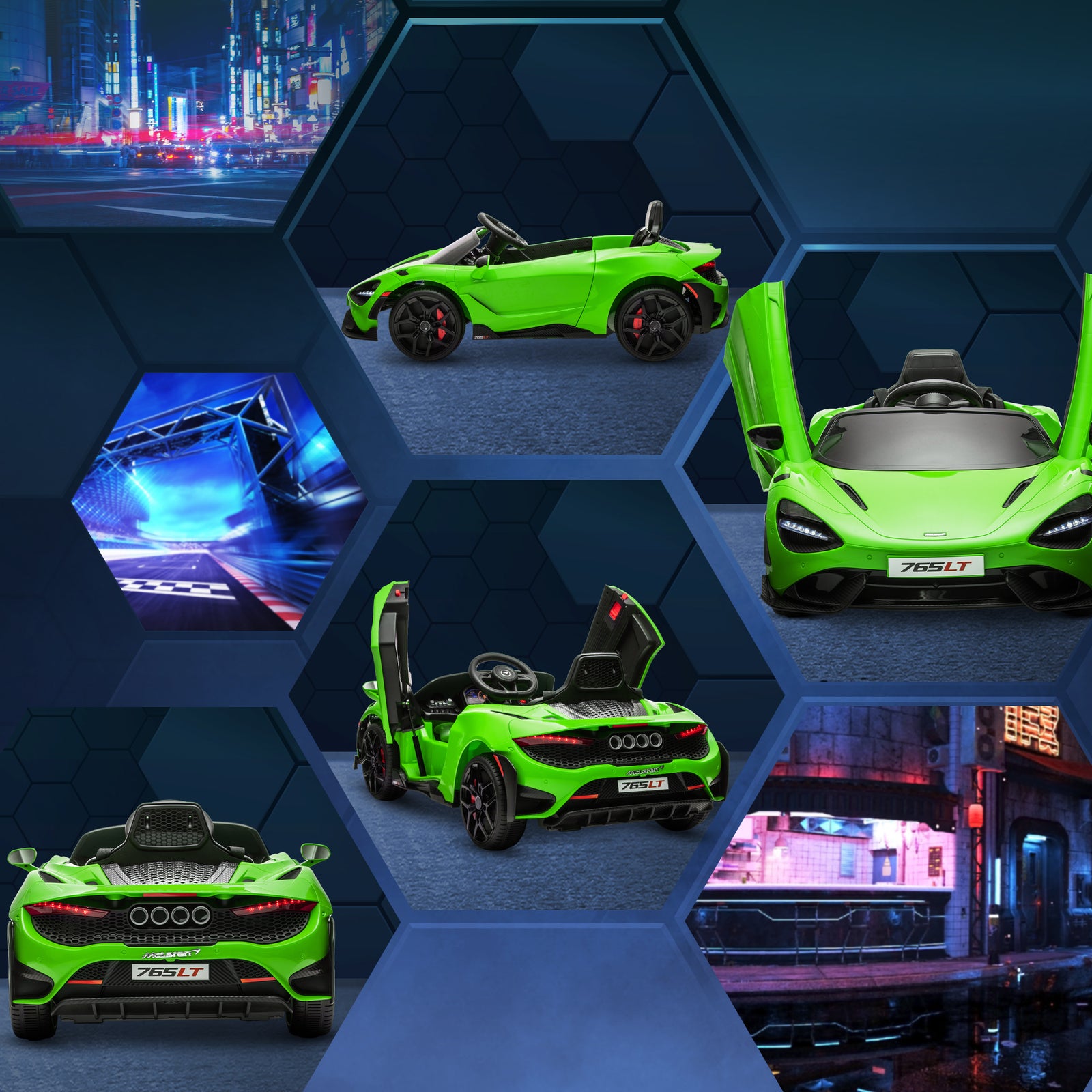 Mclaren 765lt Licensed 12v Kids Ride On Car W/ Mp3 Music | Green