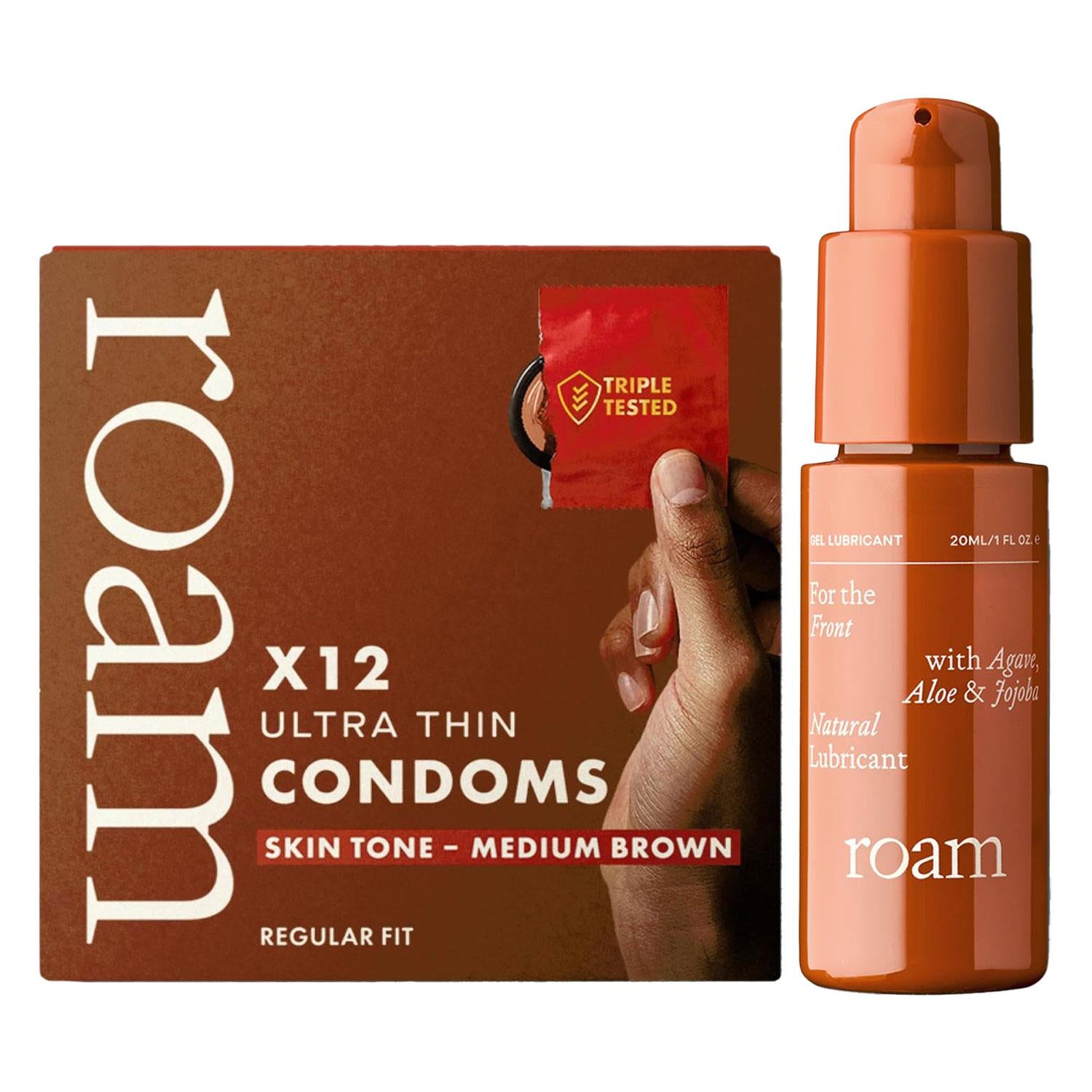 Medium Brown Regular Fit Condom Pack Of 12 W/ Front Lubricant | 20ml