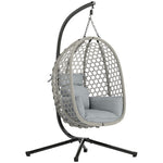 Hanging Egg Chair, Rattan Swing Chair With Stand | Light Grey