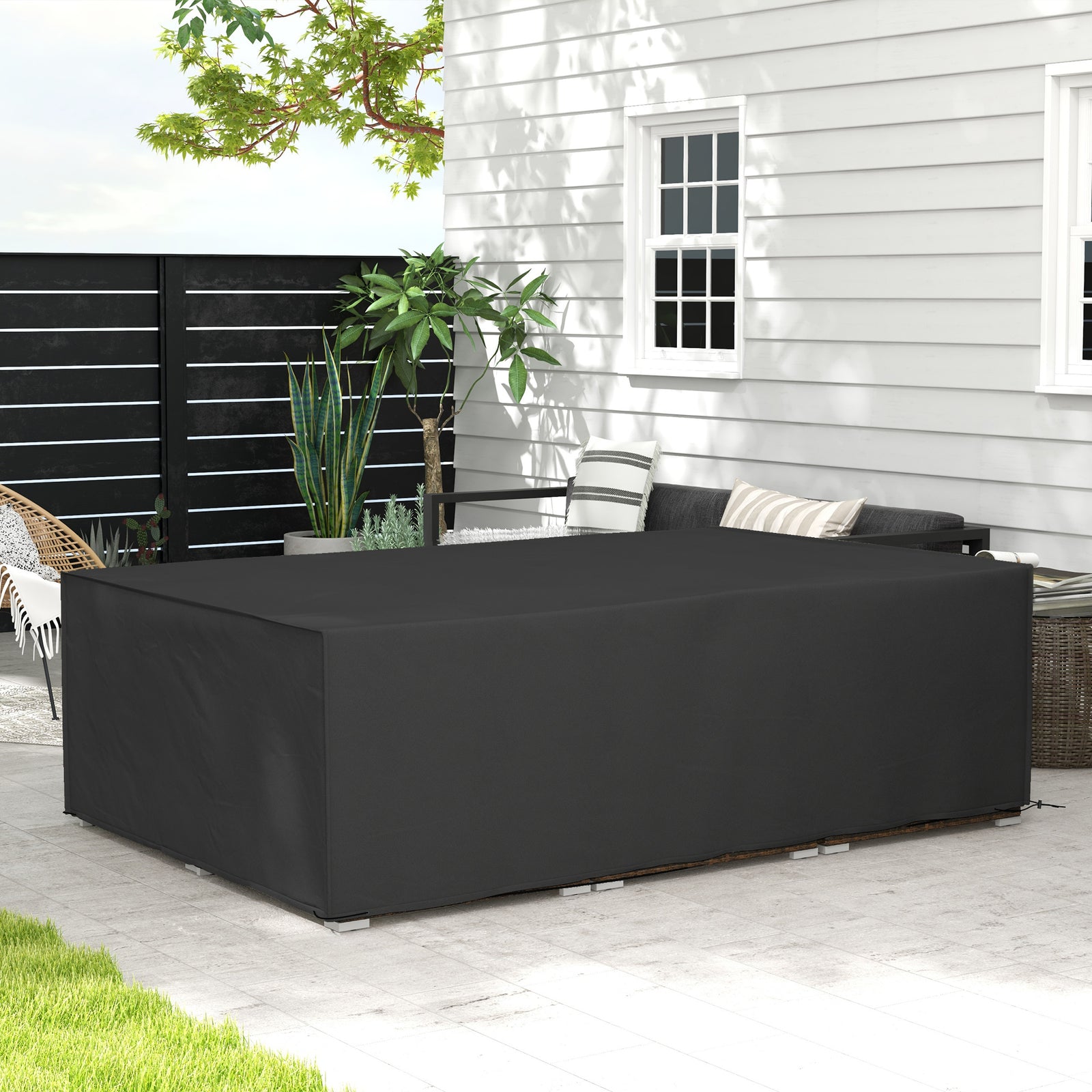 Black Oxford Rattan Furniture Cover