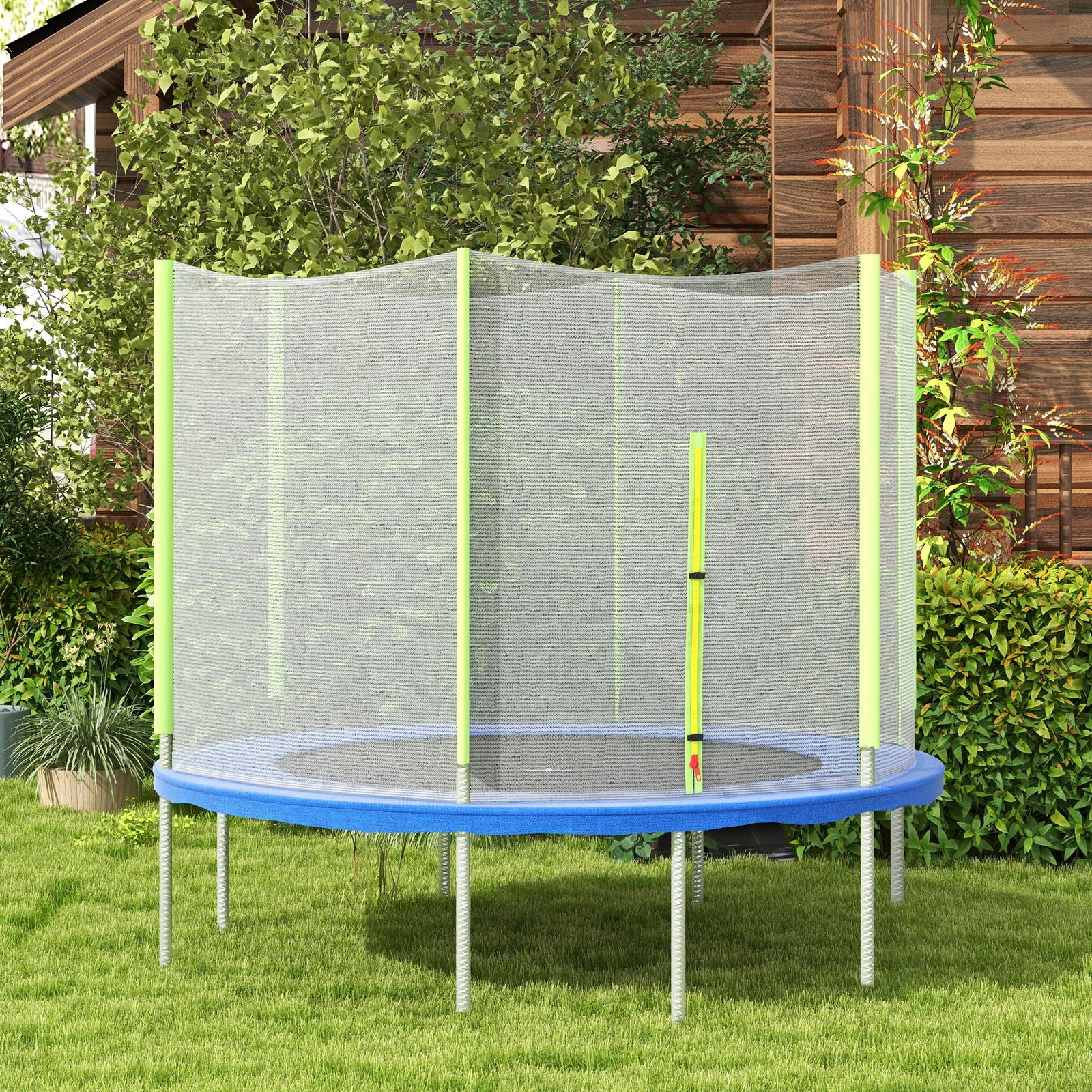 8ft Trampoline Net Replacement Safety Net W/ Zipped Door | Green