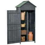 Wooden Garden Shed Outdoor Shelves Utility Tool Storage | Gray