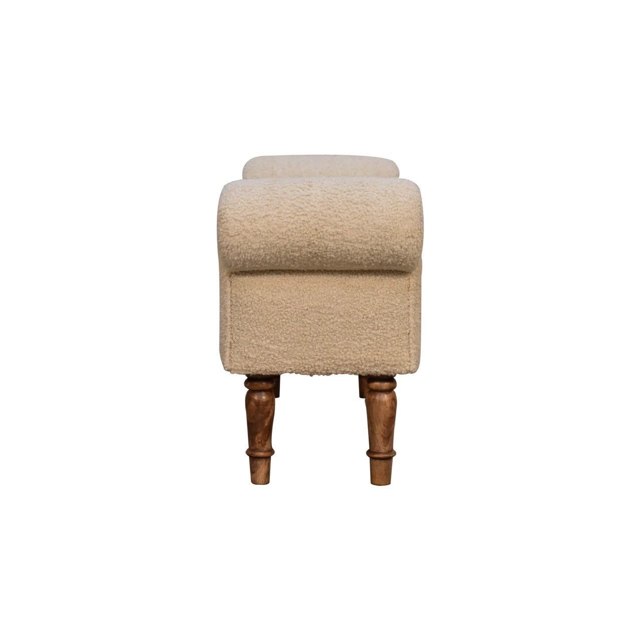 Solid Wood Boucle Cream Bench