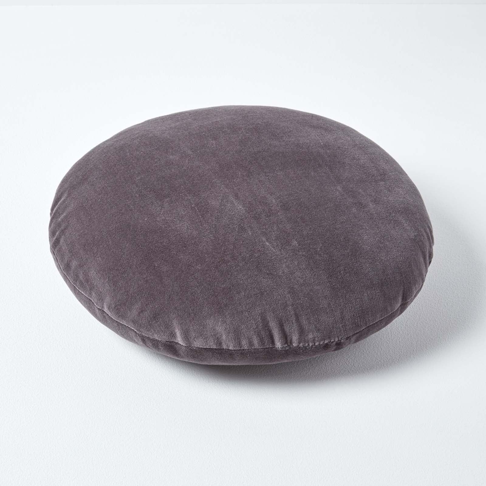 Luxury Velvet Round Cushion | 40cm x 40cm | Dark Grey