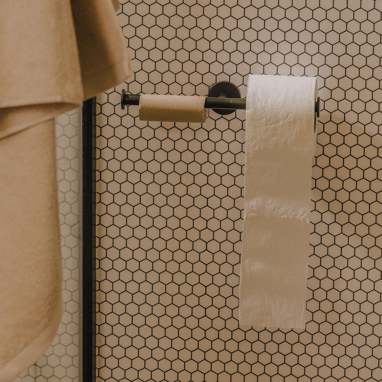 Double Toilet Roll Holder, Matt Black, Hidden Fixings, Start Collection