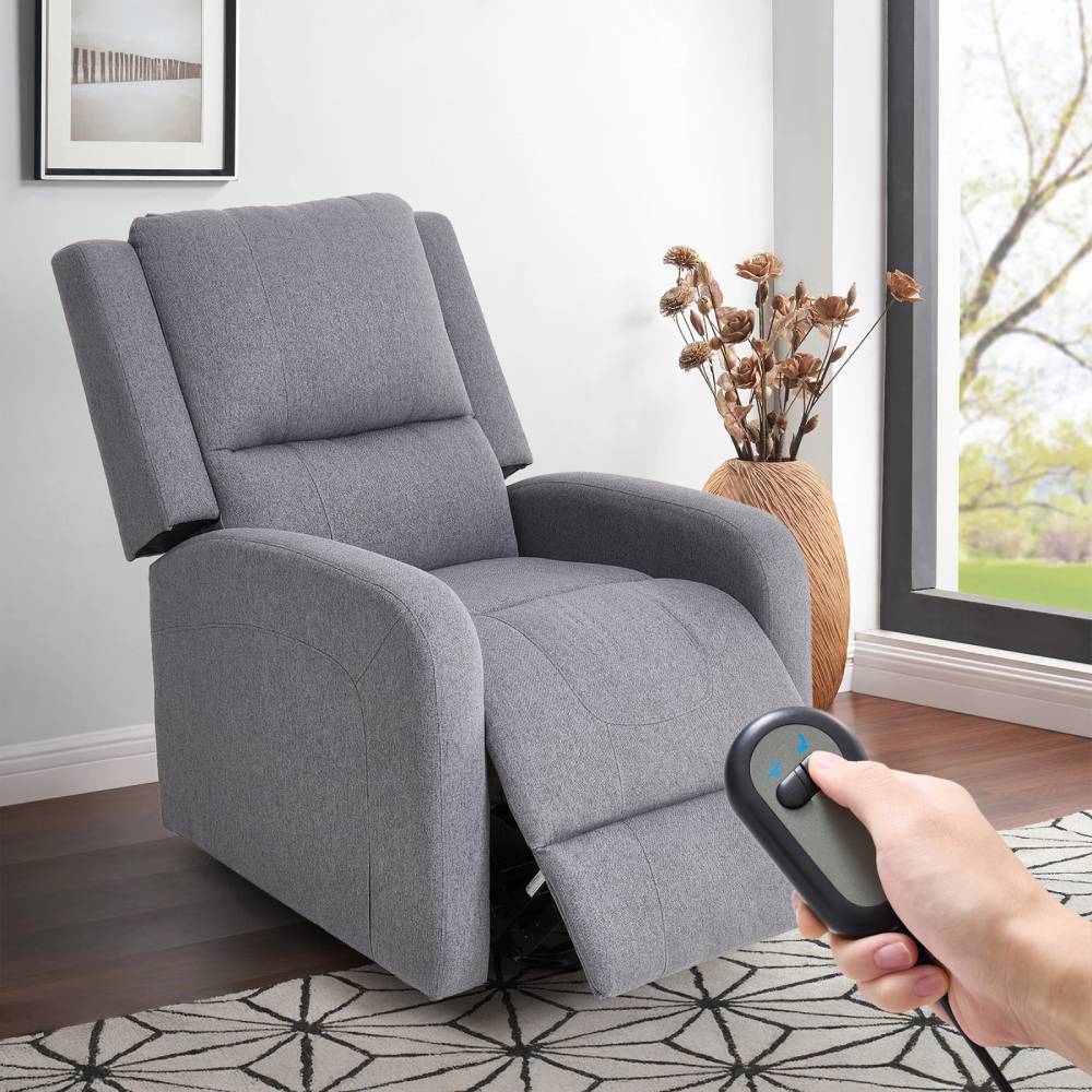 Living and Home Massage Recliner Chair With Heat – Push-back Single Sofa, 8-point Vibration, 5 Modes & Timer, Grey Linen