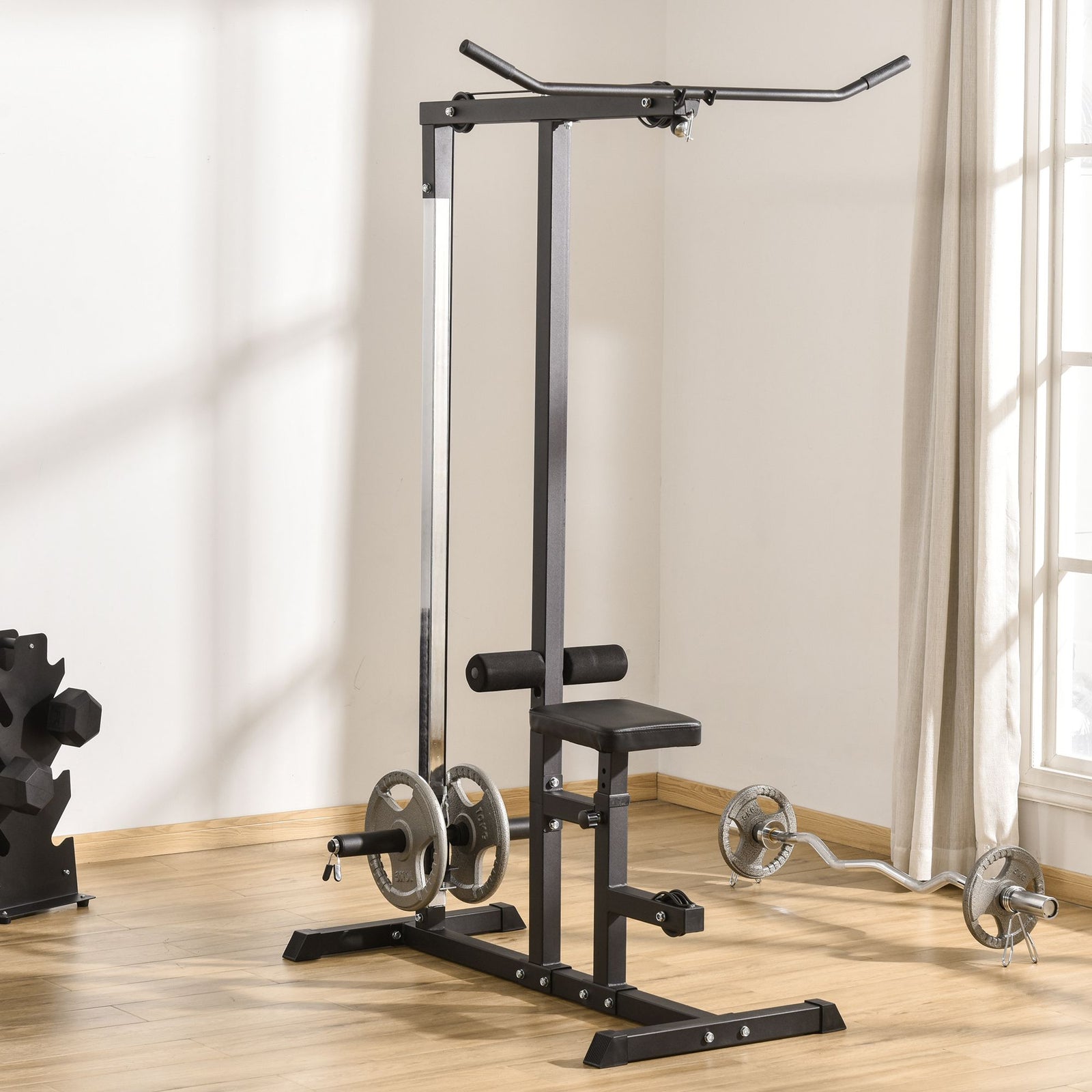 Pulldown Machine Dip Station - Adjustable Positions | Black