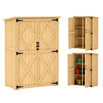 Wooden Tool Storage Cabinet With Double Doors, Natural