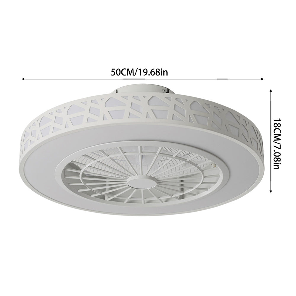 50cm Dia Led Ceiling Fan Light With Remote & App Control, Modern White Wrought Iron Ceiling Light