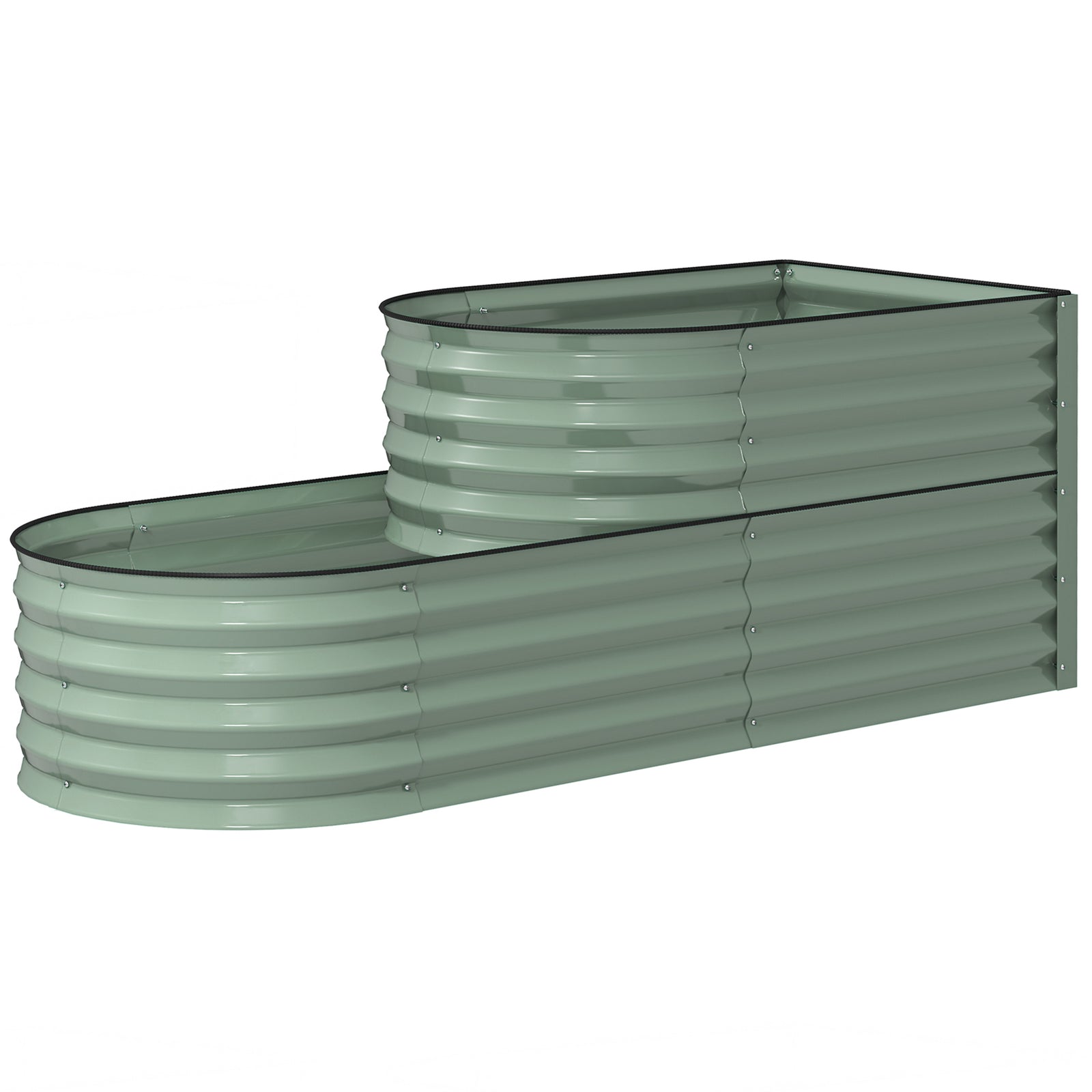 2-tier Raised Garden Bed, Galvanised Planter Box | Dark Green