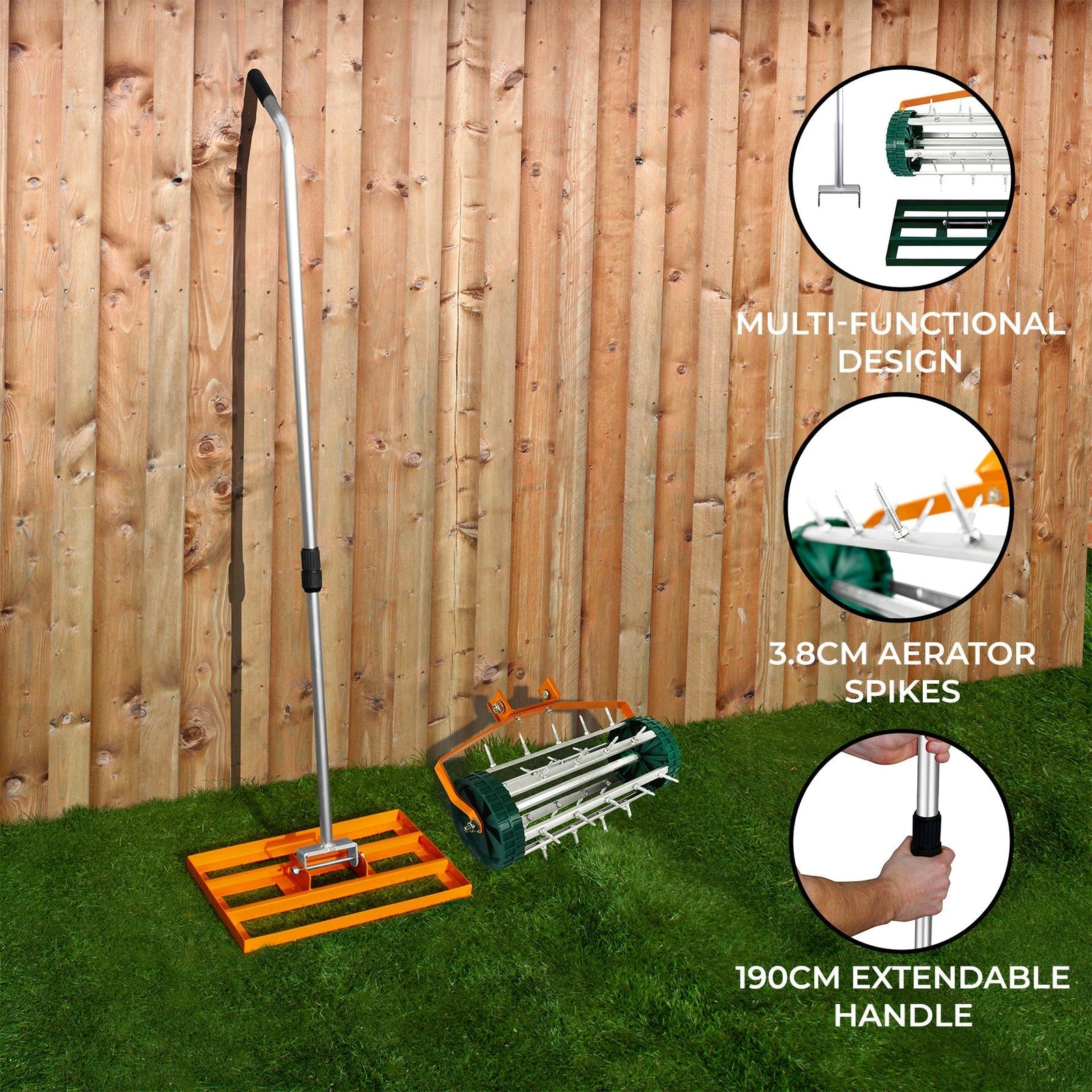 50cm Lawn Leveller & Aerator | Orange