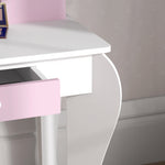 Kids Dressing Table With Mirror And Stool, Unicorn Design, For Ages 3-6 Years | White