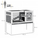 Rabbit Hutch Guinea Pig Cage W/ Removable Tray, Openable Roof, Grey